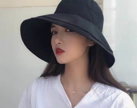 转卖黑色渔夫帽女夏遮阳帽子春秋紫外线百搭大...
