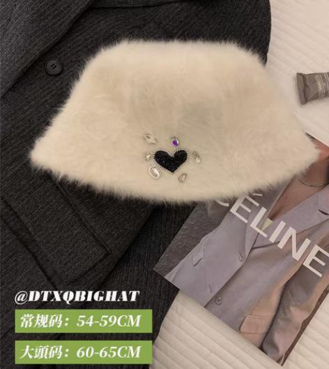 转卖大头围白色兔毛渔夫帽冬季加绒加厚帽子女...