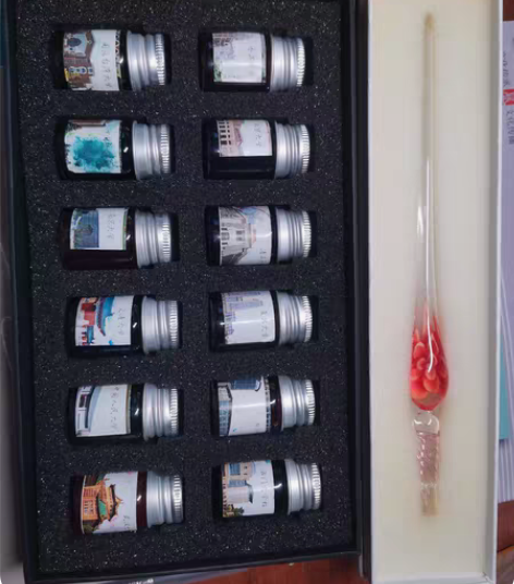 包邮三只玻璃沾水笔+彩色墨水一套 感兴趣的...