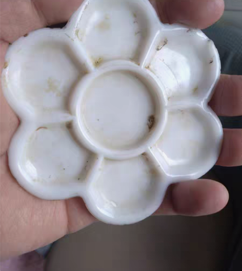 包邮解放前后琉璃调色盘！天津市公私合营晶明...