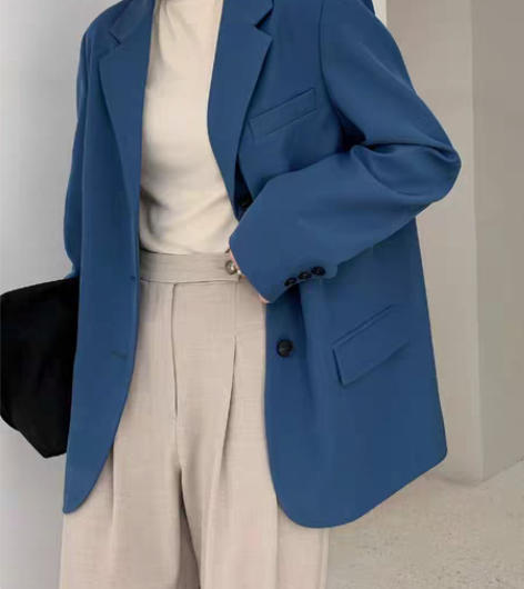 包邮EH STORE秋日调色盘孔雀蓝西装L...