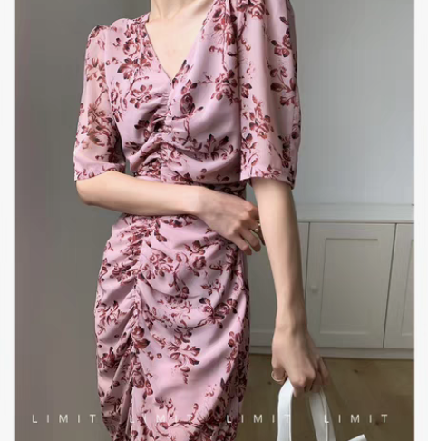 ins连衣裙2023年春季法式复古鱼尾裙连...