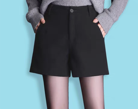 转卖大码毛呢短裤女秋冬外穿加厚直筒a字20...