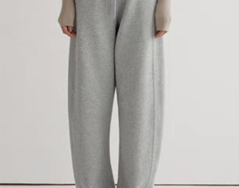 转卖全棉双纱加绒斜纹卫衣料 软糯透气 香蕉弧形阔腿休闲卫裤 ...