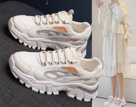 转卖老爹鞋女2022冬季新款加绒百搭小白鞋...