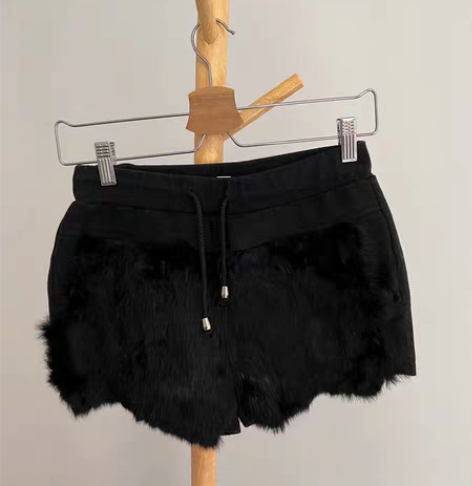 个人闲置 兔毛短裤 呢子拼接短裤 XL码（...