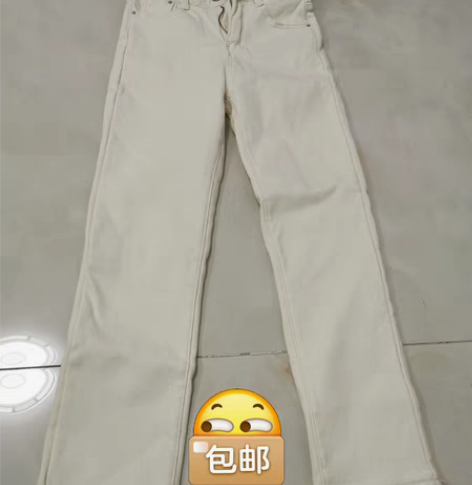 包邮白色牛仔裤女直筒宽松加绒韩版高腰显瘦休...
