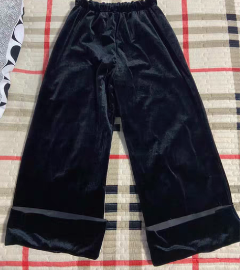 包邮金丝绒阔腿裤女秋冬加绒加厚直筒裤202...