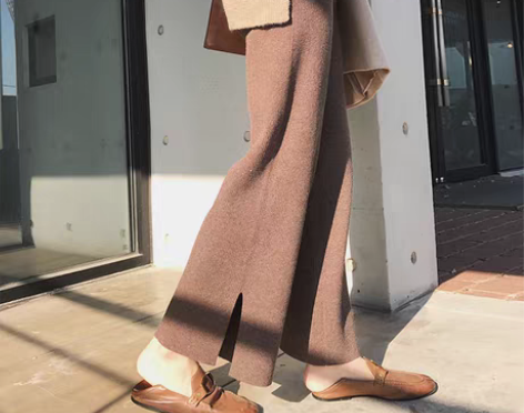 转卖坠感阔腿裤女春季韩版宽松显瘦开叉九分裤...