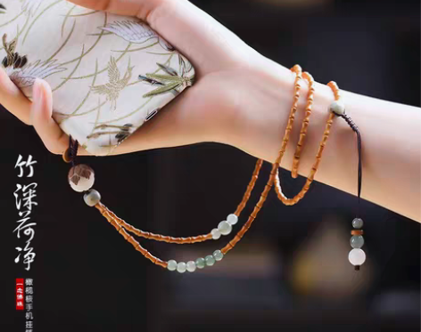 转卖竹深荷净 一念原创橄榄核竹节菩提手机挂...