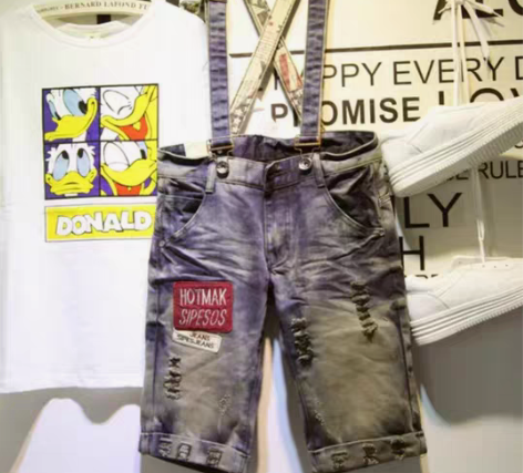 包邮【亏本清仓】（男女同款）五分牛仔裤女宽...