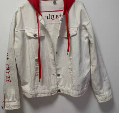 春秋外套 白色 红帽 实体店入 XL号 肩...