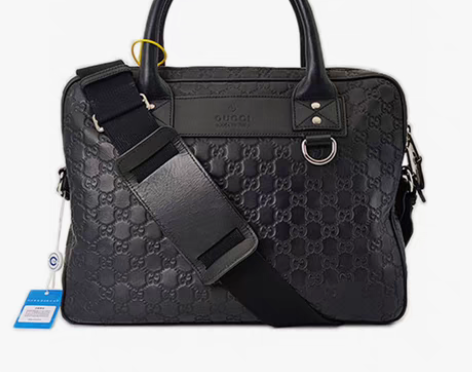 古驰/GUCCI 经典黑色压纹公文包男士时...