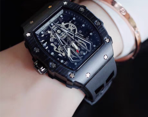 包邮李查德密勒新款个性时尚全自动镂空碳纤纹...