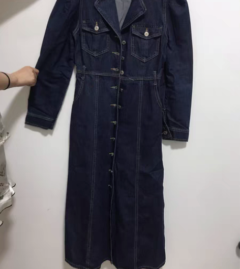 包邮女士深蓝色牛仔长裙M码 原相机拍摄 九...