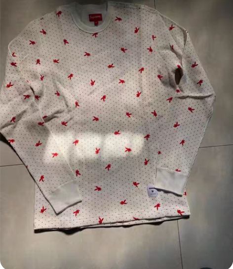 supreme华夫格针织长袖，上身效果非常...