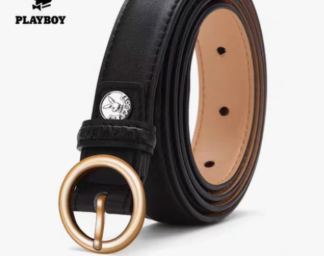 转卖花花公子纯女士皮带真皮黑色时尚百搭牛皮...