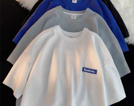 转卖美式重磅华夫格短袖T恤潮牌男夏over...