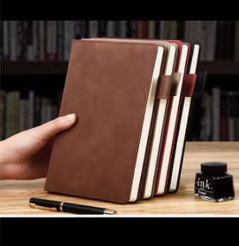 包邮【4本装】朗捷商务笔记本子a5羊巴皮面...