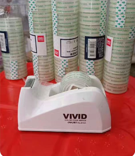 得力透明胶带切割器胶带机小号文具胶带撕断器...