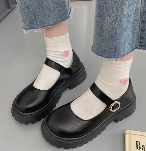 甜酷风玛丽珍小皮鞋女春季2023新款厚底百...