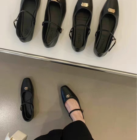 包邮38码 平底鞋浅口百搭方头单鞋女工作鞋...