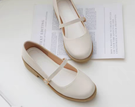 转卖日系森女复古可爱圆头娃娃鞋浅口百搭一字...