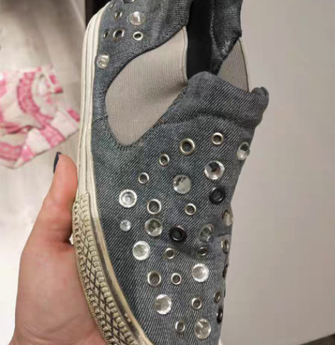 包邮牛仔 钻 内增高鞋 平底休闲鞋 百搭 ...