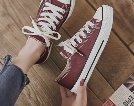 转卖人本大码女鞋40-4142平底帆布鞋潮...