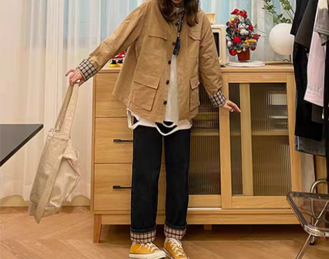 转卖深蓝色卷边牛仔裤女2022春秋新款胖妹...