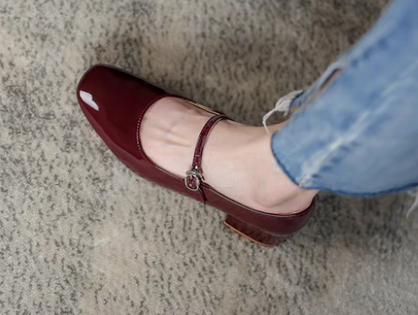 转卖漆皮赫本鞋女新款黑色玛丽珍鞋女复古中跟...