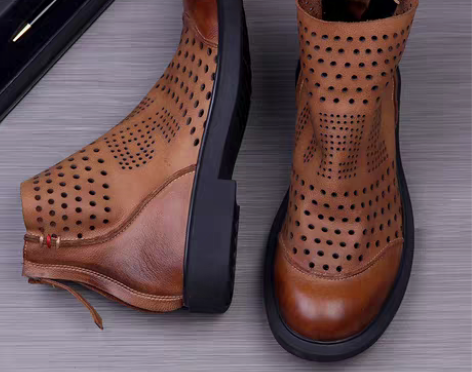 转卖切尔西靴男夏季透气英伦韩版百搭机车高帮...