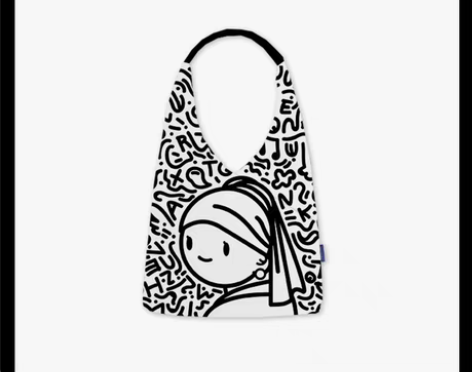 转卖尼睿2021新款潮原创插画帆布水桶包梵...