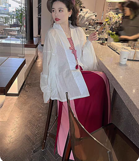 转卖晴山木语原创汉服夏季晋制通勤改良甜系粉...