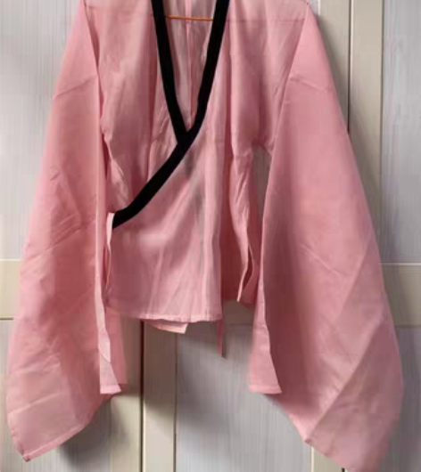 汉服白菜魏晋风晋制粉色交领纱衣上襦 s码偏...