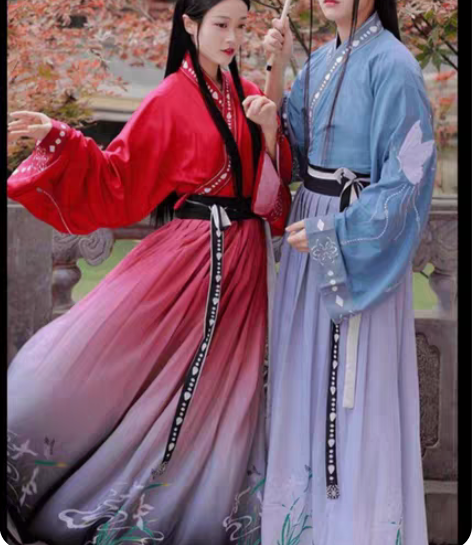 五五年佩兰赋汉服魏晋风 蓝色裙儒上s下m古...