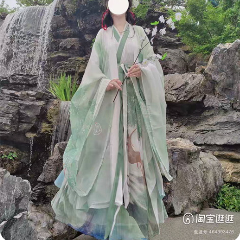 包邮新款原创晋制汉服浅陌魏晋风绿色男女日常...