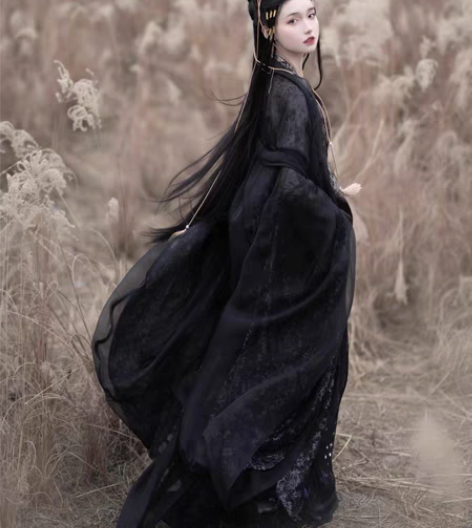 租有香如故月影黑色诃子裙黑曜连衣裙摄影表演...