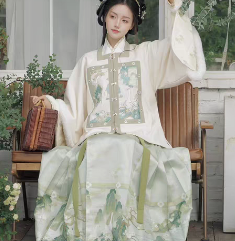 全新 桔屿【晴江观鸭】原创汉服女明制琵琶袖...