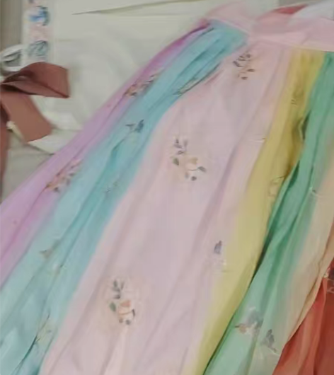 包邮妃亦坊原创汉服女正品【烟雨如梦】宋制三件套褙子彩虹裙日常...