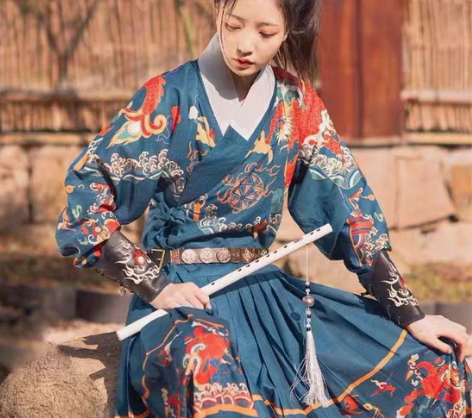 五五年原创汉服女贴里拽撒【精灵】 蓝色s码...