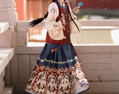 转卖青衣华裳原创福兔啾啾汉服女明制方领刺绣...