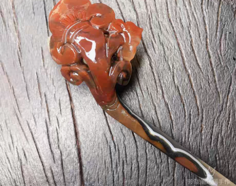 如懿  发簪 复古灵芝如意发簪 天然俏色 ...