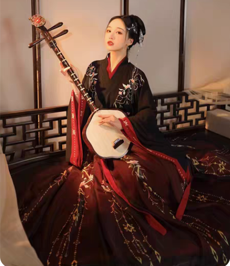 出?云芳晴 绾星辰 红黑交领襦裙魏晋风汉服...