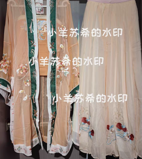 包邮汉尚华莲宋制汉服溪草全缘长褙子联名款劲...