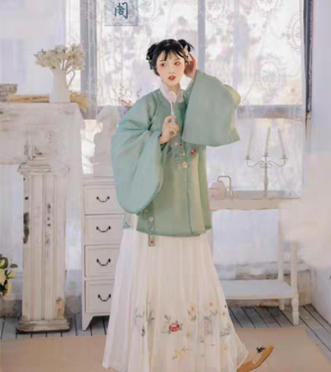 转卖司南阁汉服女原创明制圆领袄马面立领内搭...