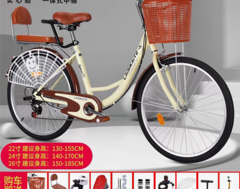 转卖【天猫双12】自行车实心胎男淑女式大人...
