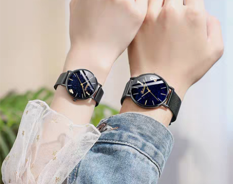 包邮情侣手表网红星空款防水石英表皮带网带简...