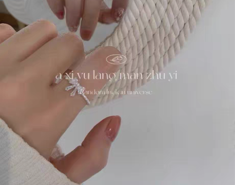 转卖韩国甜美气质小蝴蝶结锆石戒指女开口可调...
