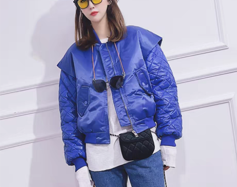 转卖棒球风棉服女冬2021春新款彩色外套i...